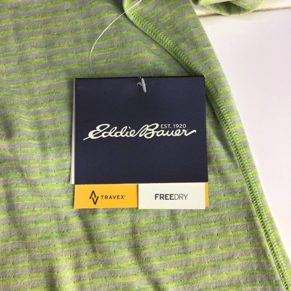 Eddie Bauer | Neon Green Gray Reversible FreeDry Striped Space Dye Shirt M - Picture 6 of 10